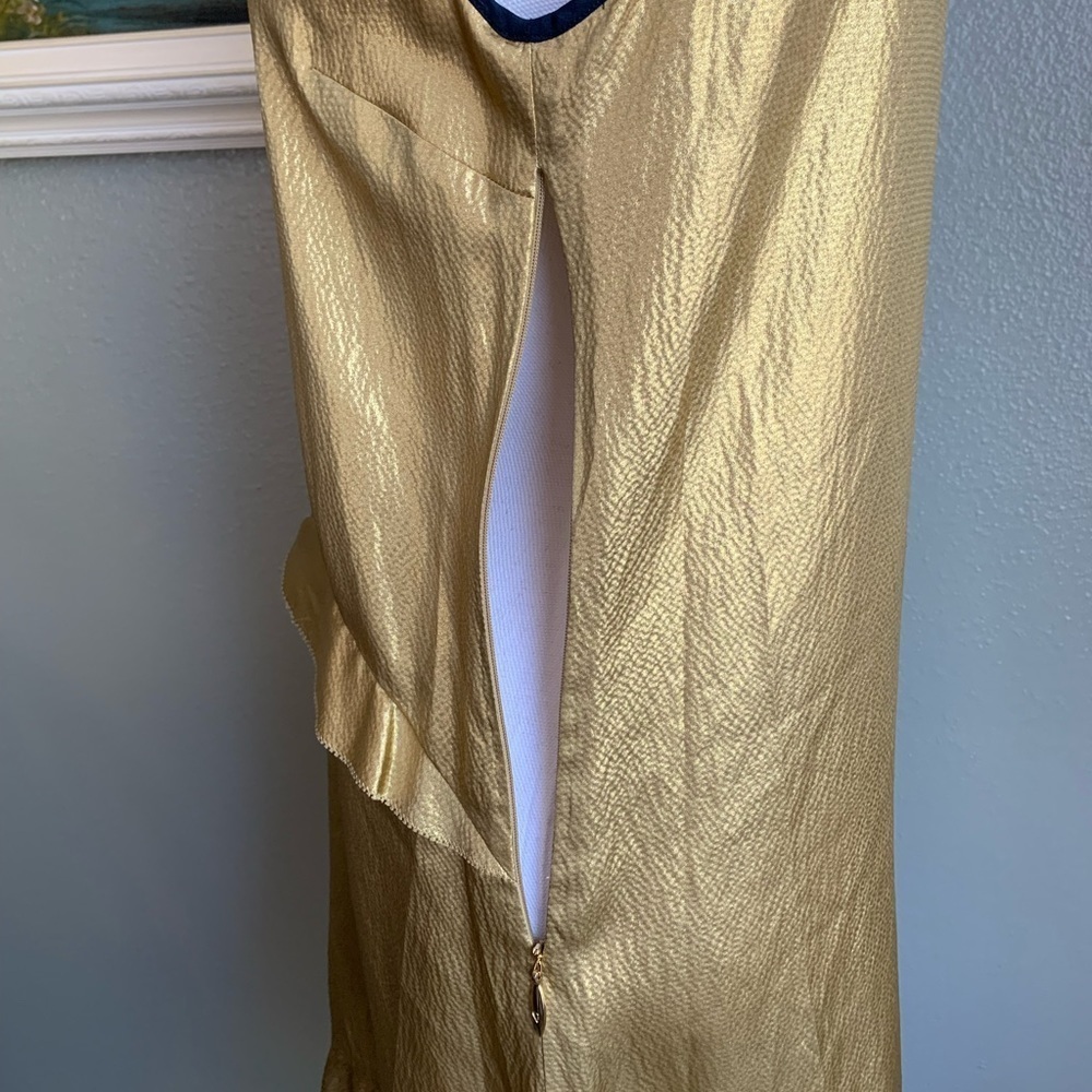 Juicy Couture 100% Silk Gold Ruffle Sleeve Dress Size 4 - Picture 10 of 16